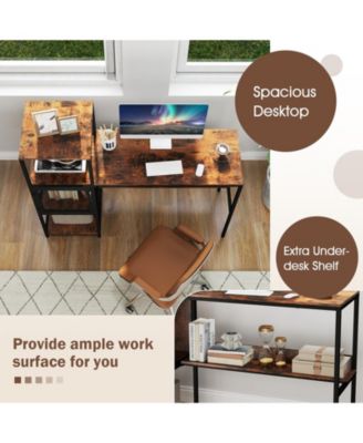 Computer Desk with Bookshelf, Storage Cabinet and Shelves, Home Office Workstation