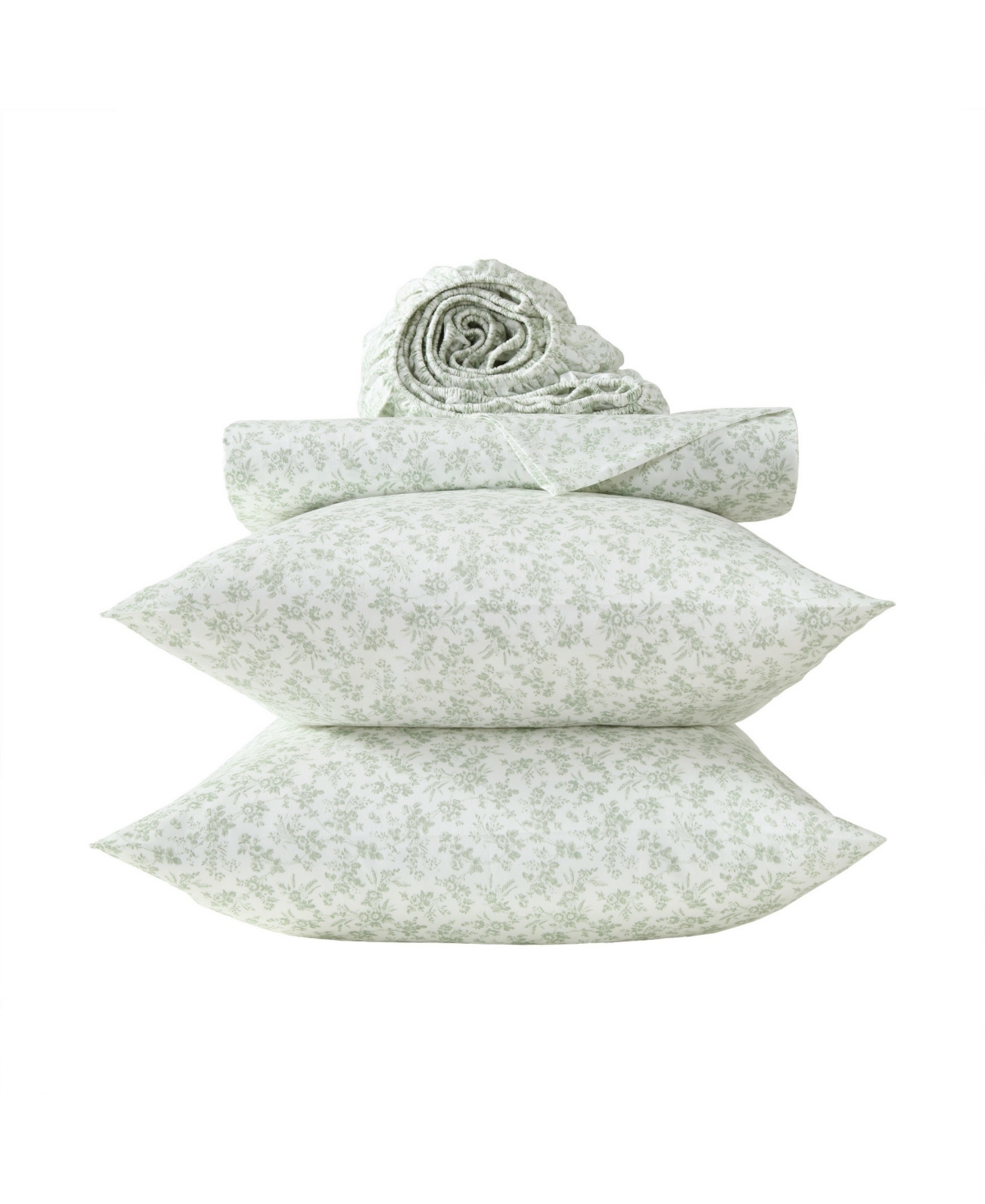 Laura Ashley Floral Toile 300-Thread Count Cotton Sateen 4-Pc. Sheet Set