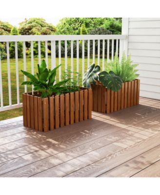 Wooden Raised Planter Box for Flower and Vegetable Gardening