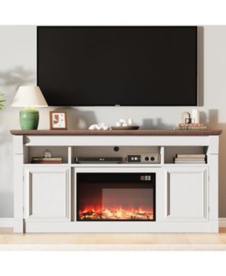 Farmhouse TV Stand for TVs up to 65 Inches,Entertainment Center with Open Storage Cabinets, Media Console for Living