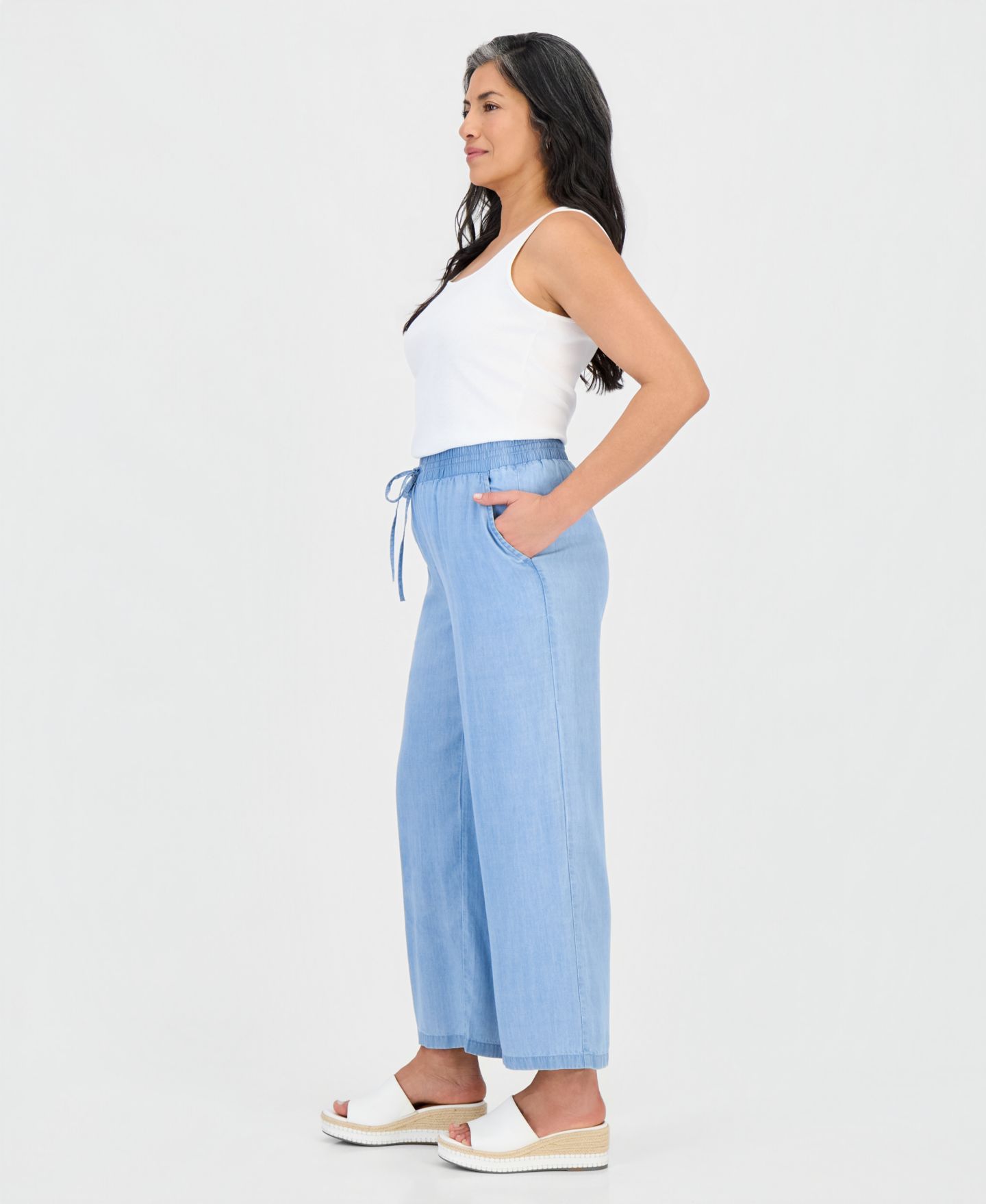 Женские брюки Style & Co Petite Cotton Gauze Wide-Leg Pull-On, цвет: Варёный — фото 3