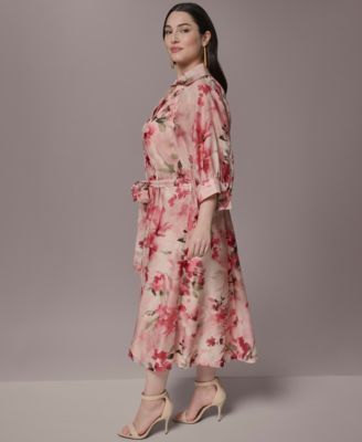 Plus Size Short-Sleeve Organza Shirt Dress