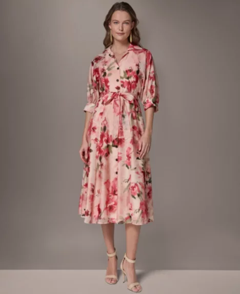 Petite Organza Shirt Dress - Geranium Multi