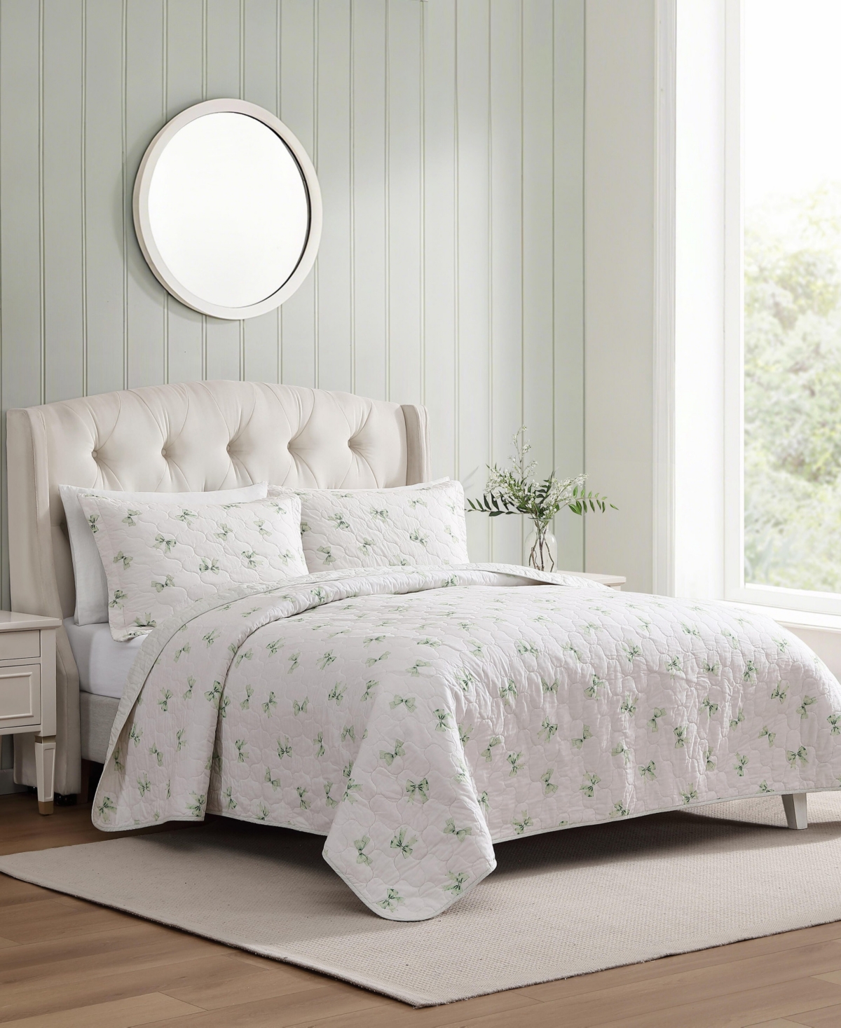Laura Ashley Bouncy Bows Reversible 3-Pc. Quilt Set, King