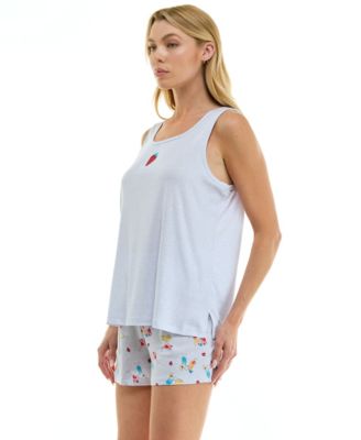 Women's Sleeveless Tank Top and Pajama Shorts, 2-Piece Set