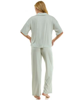 Women's Button-Up Top and Pull-On Pajama Pants, 2-Piece Set