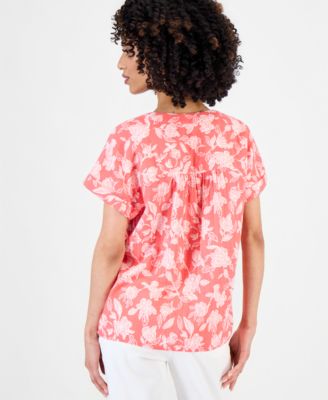 Petite Cotton V-Neck Short-Sleeve Top