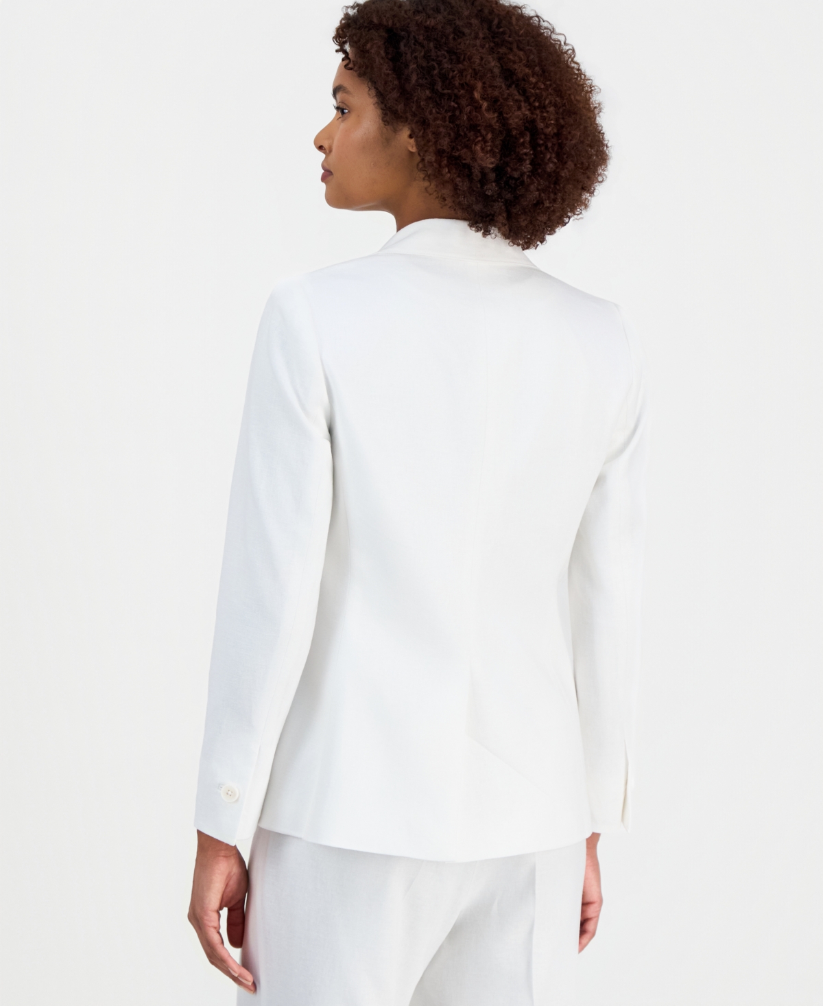 Anne Klein Women's One-Button Notched-Collar Linen-Blend Blazer