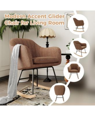 Rocking Chair Nursery, Teddy Baby Nursery Rocking Chairs, Glider Chair with Armrests and Upholstered Pad, Bedroom Rocker Chair for Baby & Kids