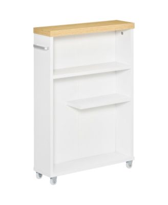 Slim Bathroom Cabinet - Rolling Storage Cart with Wheels, Multi-Tier Shelf Storage Cabinet with Handle for Small Spaces