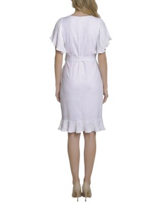 Women's Short-Sleeve Pleated Ruffle Dress