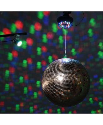 16" Large Disco Ball with Motor and Light 6RPM Rotator & 3W RGB Spotlight for 70s 80s Party DJ Bands Club Event Champagne Gold