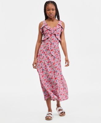 Women's Sleeveless Ruffle-Front  Maxi Dress