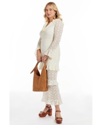 Women's Ruffled Lace Maxi Dress