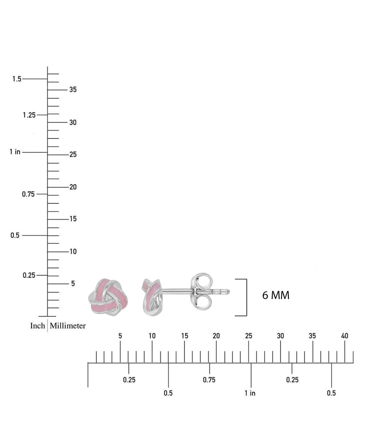 Macy's Pink Enamel Knot Stud Earrings in Rhodium Over Sterling Silver