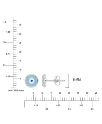 Evil Eye Stud Earrings in Rhodium Over Sterling Silver