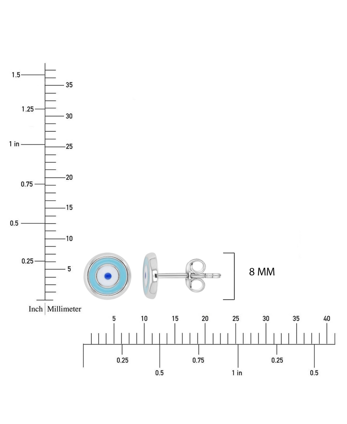 Macy's Evil Eye Stud Earrings in Rhodium Over Sterling Silver