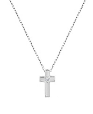 Cubic Zirconia Cross Necklace in 14k Yellow Gold Over Sterling Silver