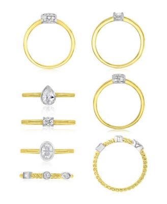 4-Pc. Polished Cubic Zirconia Quadruple Ring in 14k Yellow Gold Over Sterling Silver