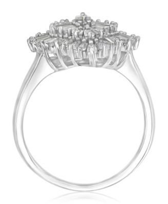 Polished Cubic Zirconia Cocktail Ring in Rhodium Over Sterling Silver