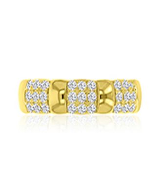 Cubic Zirconia Half Pave Ring in 14k Yellow Gold Over Sterling Silver
