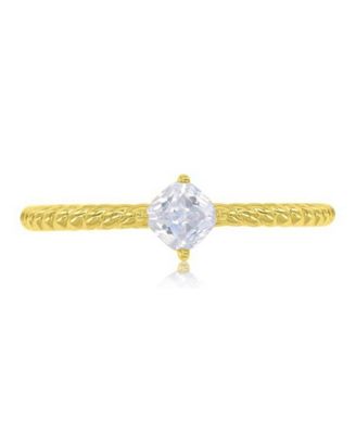 Black Cubic Zirconia Heart, Flower & Cushion Cut Ring in 14k Yellow Gold Over Sterling Silver