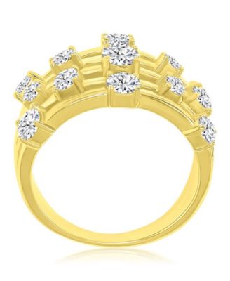 Cubic Zirconia 5-Row Ring in 14k Yellow Gold Over Sterling Silver
