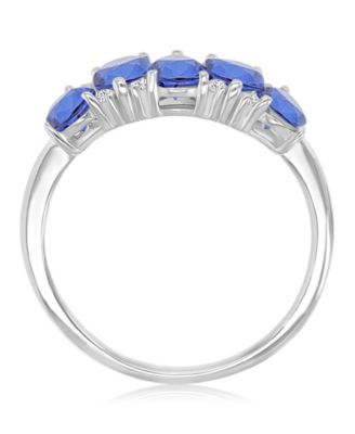 Tanzanite Cubic Zirconia Ring in Rhodium Over Sterling Silver