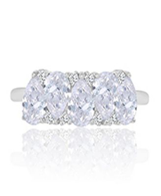 Pear-Shaped Cubic Zirconia Ring in Rhodium Over Sterling Silver