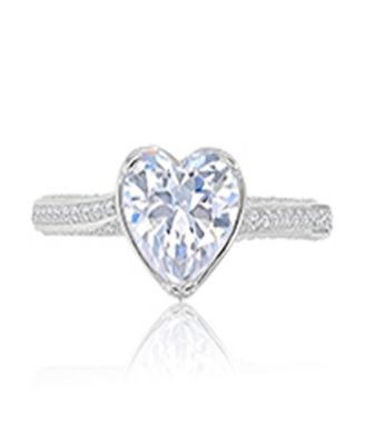 Heart-Shaped Cubic Zirconia Ring in Rhodium Over Sterling Silver