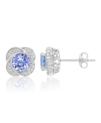 Diamond and Tanzanite Stud Earrings in 10k White Gold