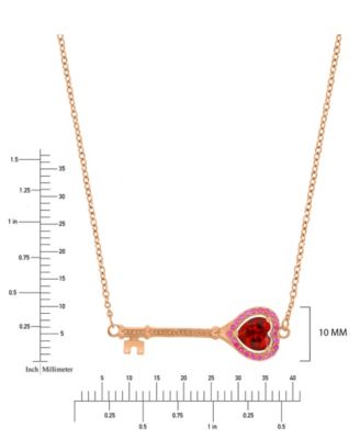 Ruby Key Necklace in 14k Rose Gold Over Sterling Silver
