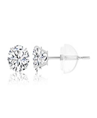 White Swarovski Zirconia Solitaire Earrings in 14k White Gold