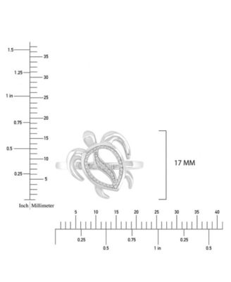 Diamond Accent Sea Turtle Ring in Rhodium Over Sterling Silver