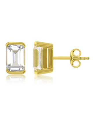 Created White Sapphire Herringbone Chain Dangling Earrings in 14k Yellow Gold Over Sterling Silver