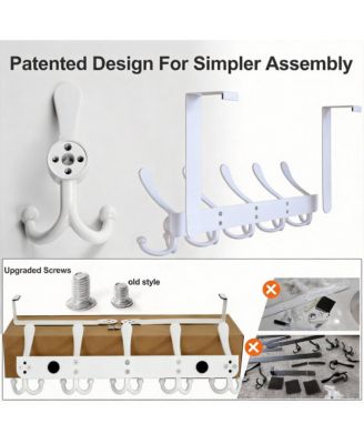 Stainless Steel Easy Assembly, Universal Fit 5 Hooks Over-the-Door Hook Rack