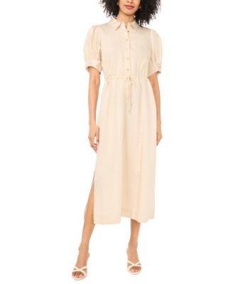 Women's Collared Neck Midi Shirt Dress