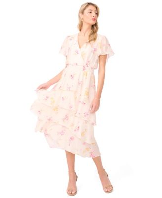 Women's V-Neck Layered Midi Dress