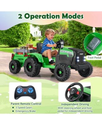 24V Ride-On Tractor for Kids with Detachable Trailer & Remote Control