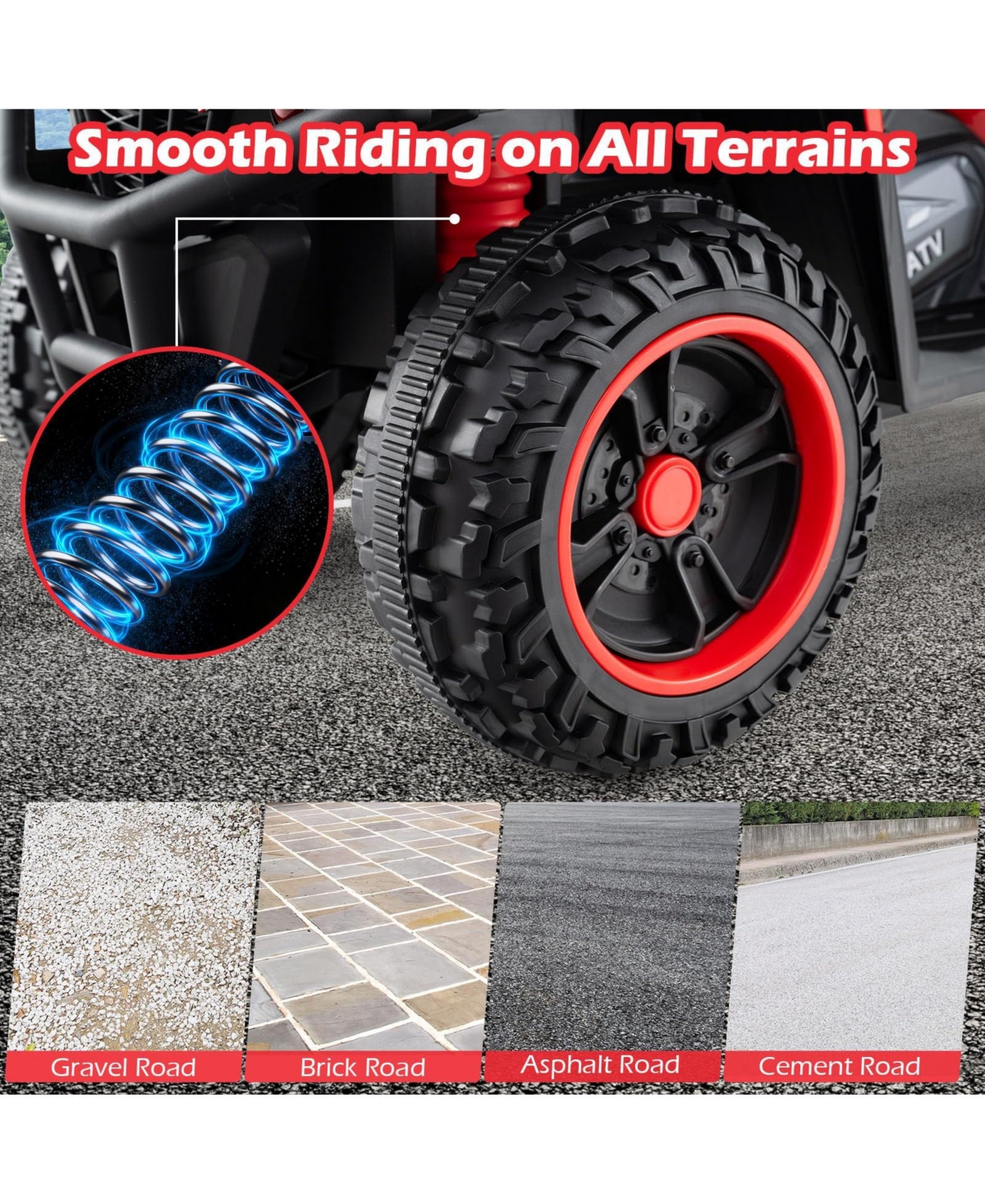 Mecale 24V Electric Ride On Quad with Led Headlights-Red