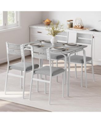 Dining Table Set for 4, Small Square Table and Chairs, 5 Piece Kitchen and Dining Set for Compact Spaces
