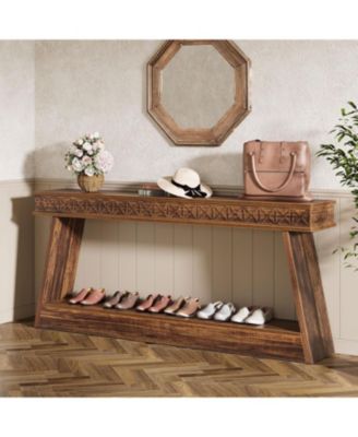 Farmhouse Console Table, Wood 70.9 Inch Extra Long Entryway Table with Storage, Narrow Long Sofa Tables Behind Couch