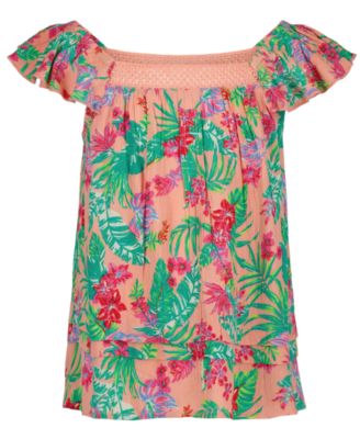 Girls' 7-16 Flutter-Sleeves Tiered Top