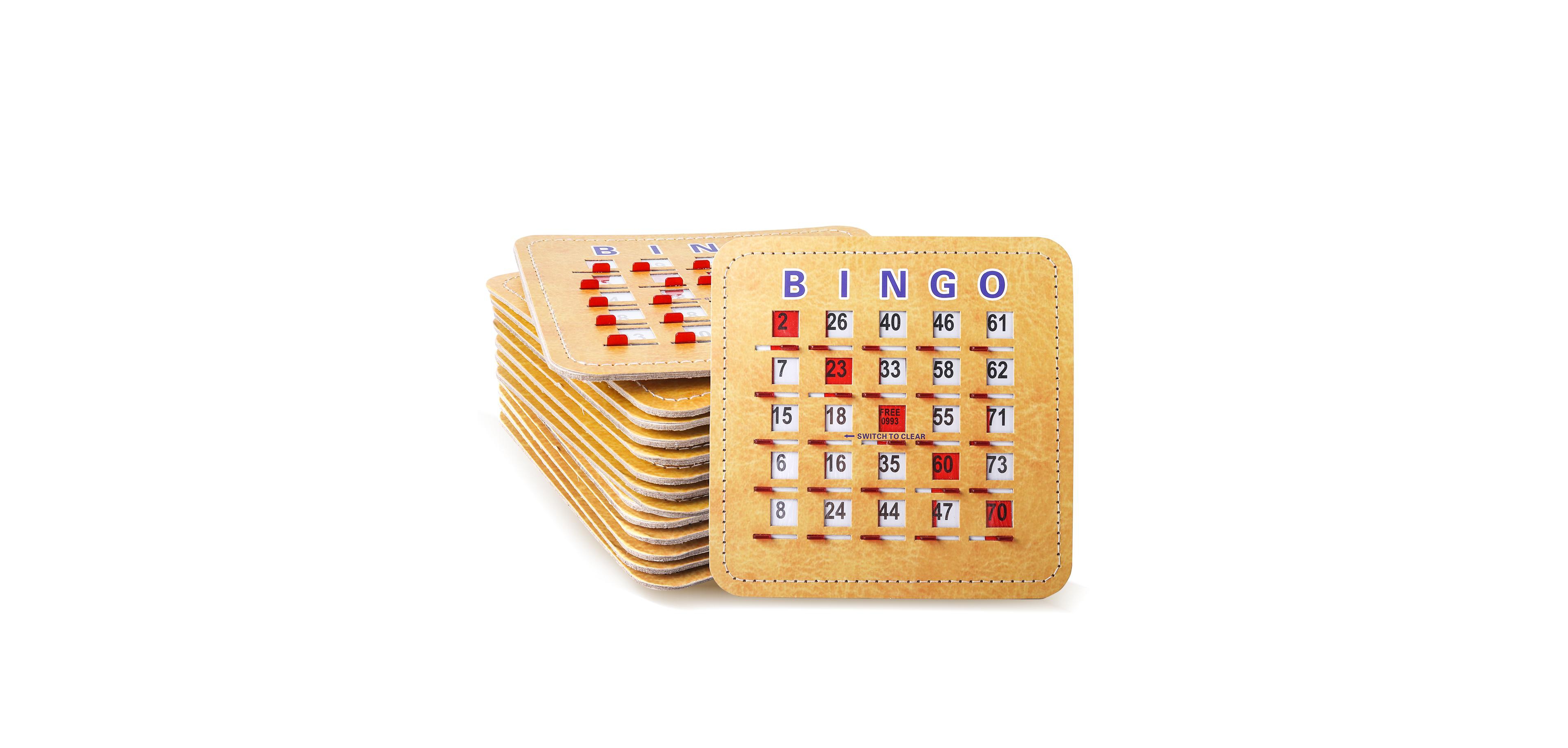 Gse Games & Sports Expert Shutter Bingo Cards, Easy-Read Large Print Bingo Cardboard with Sliding Windows (25-Pack)