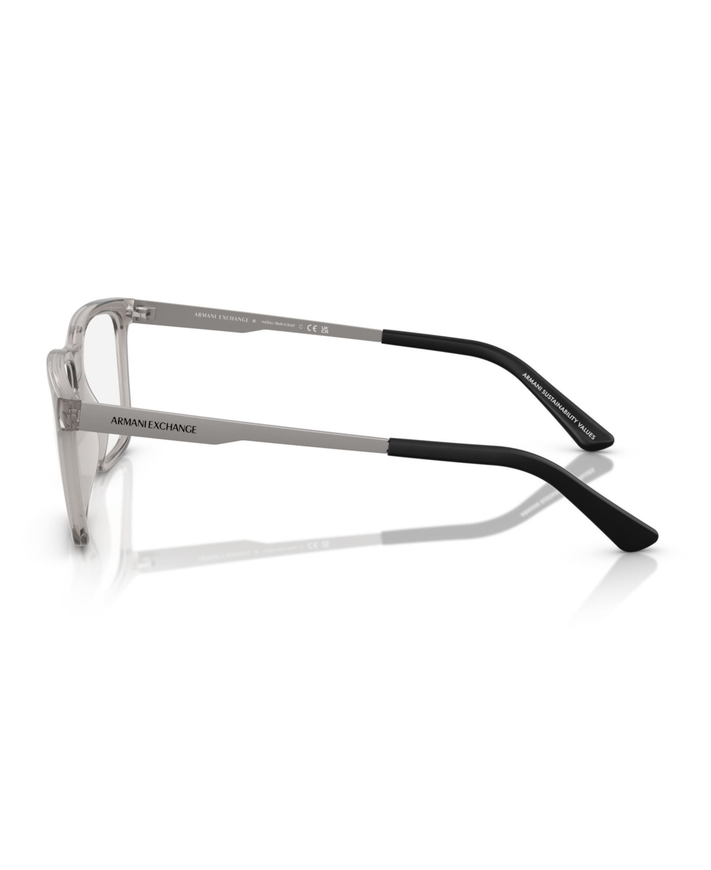 Мужские очки A|X Armani Exchange Armani Exchange Man Rectangle Plastic AX3103 Eyeglasses, цвет: Блестящий прозрачный серый — фото 3
