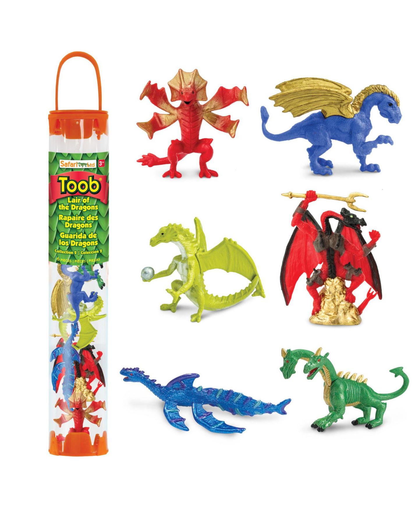 Детские фигурки Safari Ltd. Lair of the Dragons Hand-Painted 6-Piece Figurine Set, Ages 3+, цвет: Разноцветный — фото 1