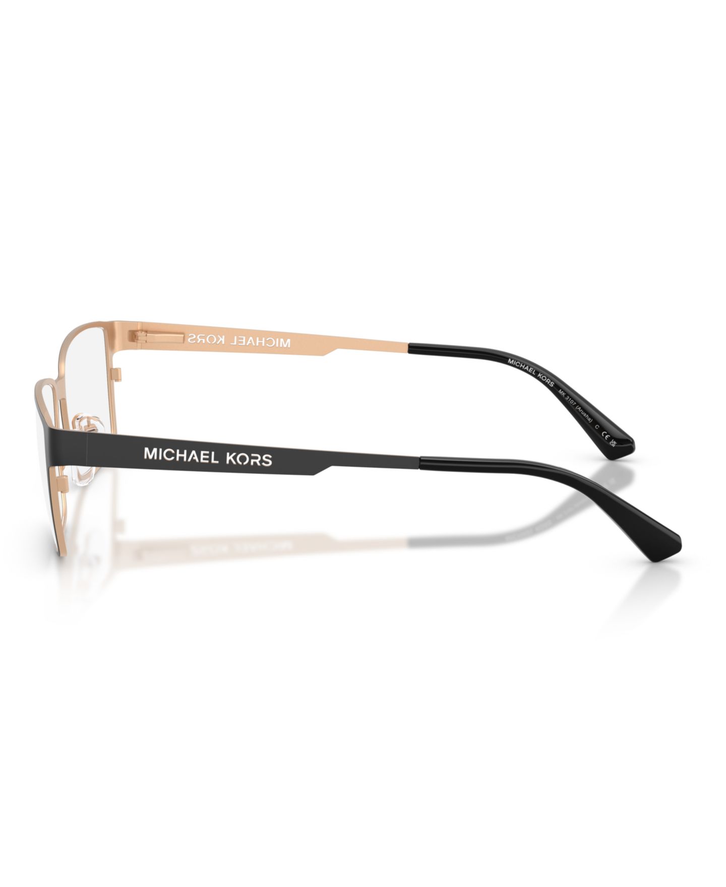 Мужские очки Michael Kors Man Rectangle Metal MK3107 Arusha Eyeglasses, цвет: Чёрный матовый — фото 4