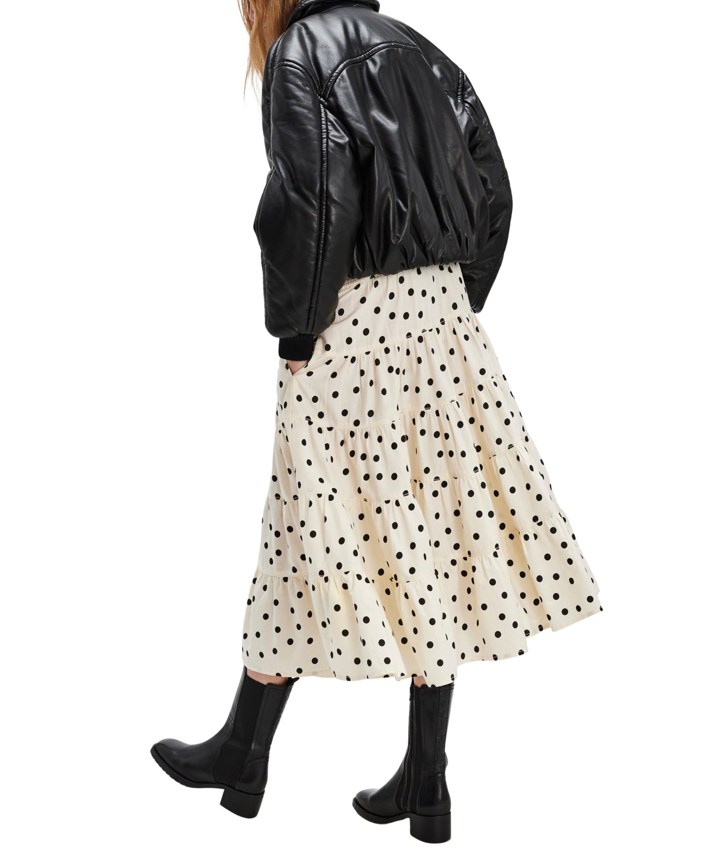 Женская юбка Free People Full Swing Printed Tiered Midi, цвет: Слоновая кость комбинированный — фото 3