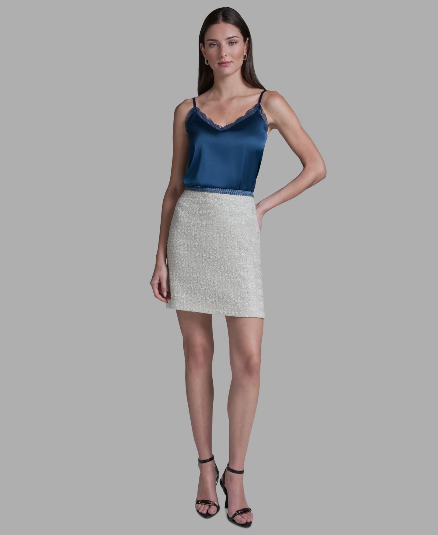 Женская юбка BCBG Denim Braid Knee Length, цвет: Белый — фото 2