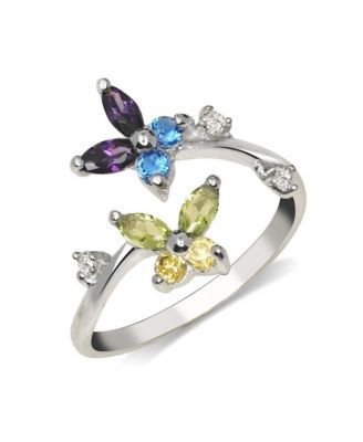Solid 10K Gold Colorful Cubic Zirconia Butterfly Toe Ring.